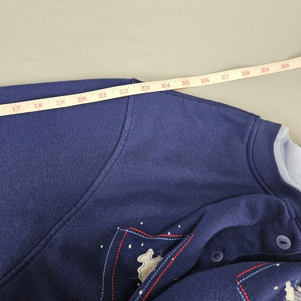 EXTRA SHENANIGANS | Polar Bear Winter Button Front Sweatshirt Navy Blue 3X VTG - Picture 11 of 14